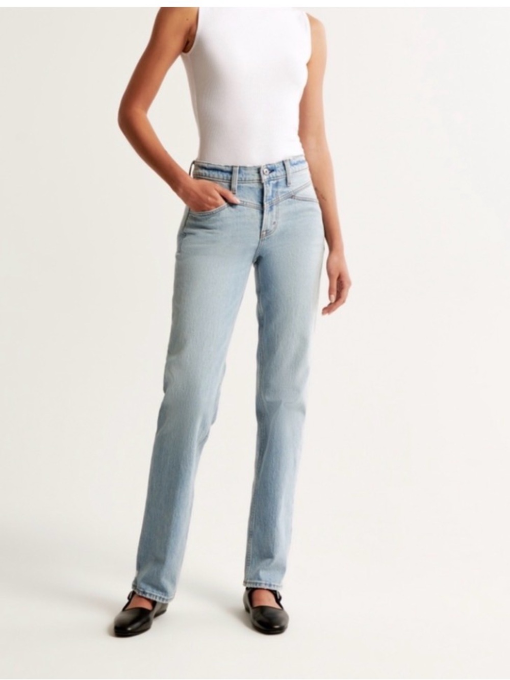 Abercrombie & Fitch The ’90s Straight Mid Rise Jeans Light Wash Size 27